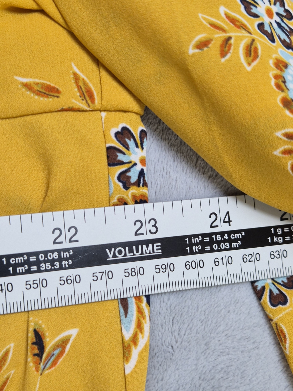 LOFT Mustard Floral Blouse L Boho Cottagecore Romantic Long Sleeve Peasant Top - Picture 10 of 11